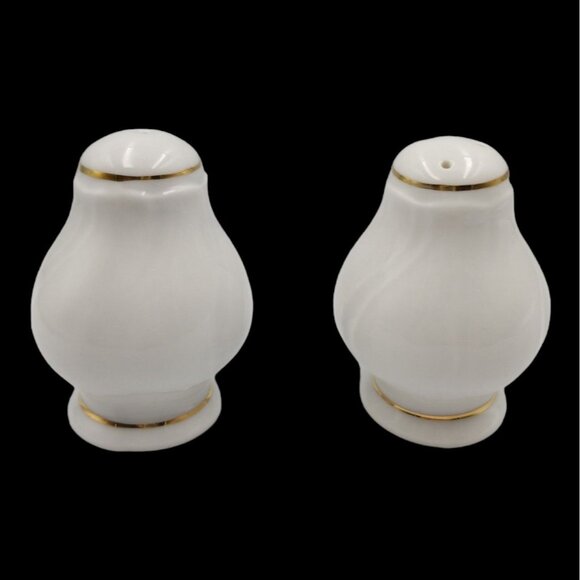 VTG Polfa Poland Salt and Pepper Shakers White with Gold Trim - Picture 1 of 8